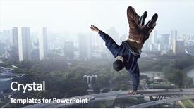  Presentation with media - Amazing theme having b-boy performing some moves backdrop and a dark gray colored foreground