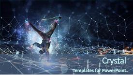  Presentation with media - Slide set consisting of b-boy performing some moves background and a ocean colored foreground