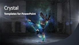  Presentation with media - Presentation theme having b-boy performing some moves background and a  colored foreground