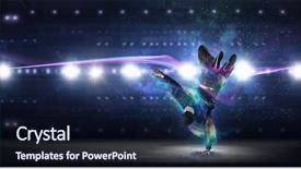  Presentation with media - Amazing PPT layouts having b-boy performing some moves backdrop and a navy blue colored foreground