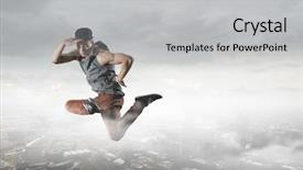  Presentation with media - Theme featuring b-boy performing some moves background and a  colored foreground