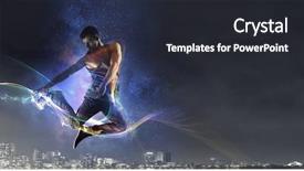  Presentation with media - Audience pleasing PPT theme consisting of b-boy performing some moves backdrop and a  colored foreground