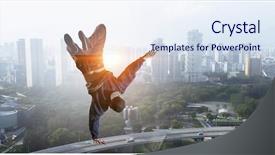  Presentation with modern medicine cardiology concept mixed - Colorful presentation design enhanced with b-boy performing some moves backdrop and a  colored foreground