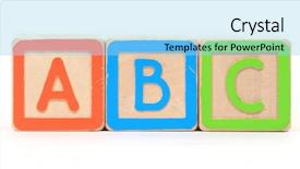  Presentation with spiritual building blocks - Slide deck consisting of b c - three building blocks with alphabets background and a light blue colored foreground
