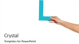  Presentation with literature - Slide deck consisting of b lue - female hand holding up background and a white colored foreground