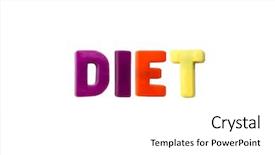  Presentation with diet - Slide set consisting of b lue - letter magnets diet isolated background and a  colored foreground