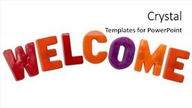  Presentation with welcome - Audience pleasing PPT theme consisting of b lue - letter magnets welcome isolated backdrop and a white colored foreground