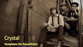  Presentation with newspaper - Audience pleasing slides consisting of b lue - vintage portrait of newspaper boys backdrop and a wine colored foreground