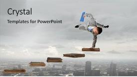  Presentation with media - Presentation consisting of b lue - young businessman breakdancer mixed media background and a  colored foreground