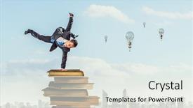  Presentation with media - Amazing PPT layouts having b lue - young businessman breakdancer mixed media backdrop and a white colored foreground