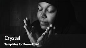  Presentation with black prayer - Slide deck consisting of w - african muslim woman weiring background and a dark gray colored foreground