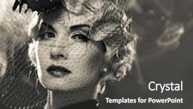  Presentation with lipstick - PPT layouts consisting of elegant blond retro woman with red lipstick wearing little hat with veil in smoke background and a dark gray colored foreground