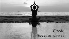  Presentation with sad woman silhouette - Colorful slides enhanced with w - silhouette young woman practicing yoga backdrop and a light gray colored foreground