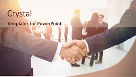  Presentation with partners - Slides consisting of b whandshake - closeup of handshake of business background and a lemonade colored foreground