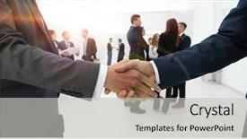  Presentation with business and politics handshake - Cool new slide set with b whandshake - closeup of handshake of business backdrop and a light gray colored foreground