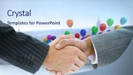 Presentation with business plan - Audience pleasing PPT theme consisting of b whandshake - composite image of business handshake backdrop and a sky blue colored foreground