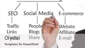  Presentation with strategies - Cool new theme with b2b - businessman with marker drawing strategies backdrop and a light gray colored foreground