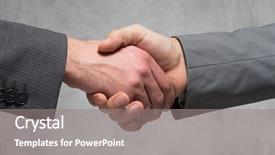  Presentation with shaking hands - Colorful presentation design enhanced with b2b - close-up of business people shaking backdrop and a gray colored foreground