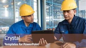  Presentation with sports table tennis two ping - Presentation theme consisting of b2b - two asian skilled workers analyzing background and a tawny brown colored foreground