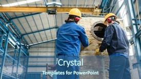  Presentation with steam boiler - Slides enhanced with b2b - two asian workers applying insulation background and a ocean colored foreground