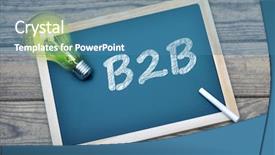  Presentation with glowing light bulb light bulb - PPT theme enhanced with b2b text on school board background and a teal colored foreground