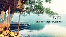  Presentation with vietnam - Colorful presentation theme enhanced with ba be national park vietnam backdrop and a mint green colored foreground