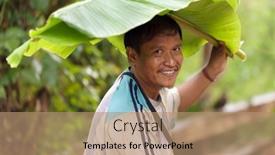  Presentation with banana tree - Audience pleasing presentation design consisting of baan-look-kao-lam-thailand backdrop and a coral colored foreground