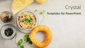  Presentation with sesame paste - PPT theme having baba-ganoush-levantine-cuisine-appetizer background and a lemonade colored foreground
