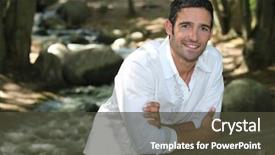  Presentation with woodland - Colorful slide deck enhanced with babbling brook - man standing by a woodland backdrop and a tawny brown colored foreground