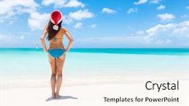  Presentation with christmas bikini - Colorful slide set enhanced with babe - christmas holiday santa hat bikini backdrop and a cream colored foreground