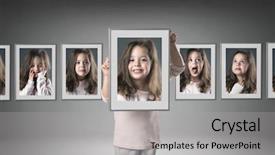  Presentation with frame - Audience pleasing PPT theme consisting of babe - cute smiling little girl many backdrop and a light gray colored foreground
