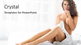  Presentation with belt bed - Slides having babe - sensual naked woman sitting background and a white colored foreground