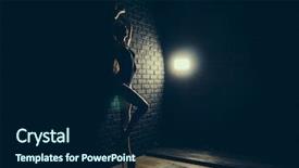  Presentation with concert symphony woman dancing in grass - PPT theme featuring babe - sexy woman dancing dark background background and a navy blue colored foreground