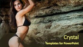 Presentation with black sea - PPT layouts with babe - young woman in black bikini background and a tawny brown colored foreground
