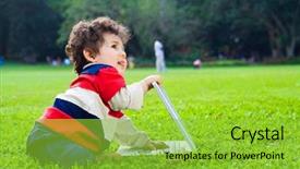  Presentation with cute baby - PPT theme with babies genius - cute baby boy playing background and a  colored foreground