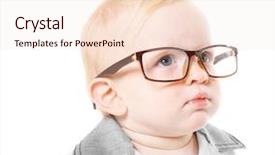 Presentation with cute baby - Presentation design having babies genius - cute baby boy wearing glasses background and a  colored foreground