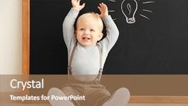  Presentation with little boy - Presentation design featuring babies genius - cute little boy sitting background and a coral colored foreground