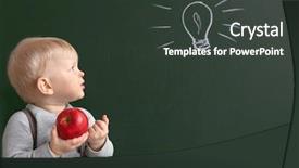  Presentation with apple computers - Colorful presentation design enhanced with babies genius - cute little boy with apple backdrop and a dark gray colored foreground