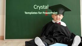  Presentation with e book reader - PPT theme with babies genius - cute little boy with book background and a tawny brown colored foreground