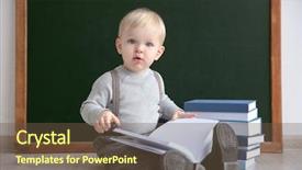 Presentation with tan book stack stacks of books - Presentation design having babies genius - cute little boy with books background and a tawny brown colored foreground