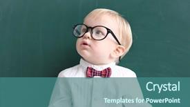 Presentation with blackboard - Presentation design with babies genius - cute little boy with glasses background and a  colored foreground