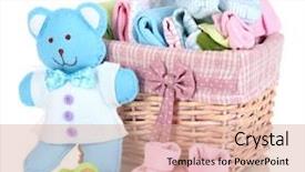  Presentation with accessories - Audience pleasing presentation design consisting of babies good - baby accessories isolated on white backdrop and a coral colored foreground