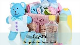  Presentation with accessories - Presentation design consisting of babies good - baby accessories isolated on white background and a light blue colored foreground