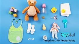  Presentation with good - Slide set having babies good - baby collection on blue background background and a light blue colored foreground