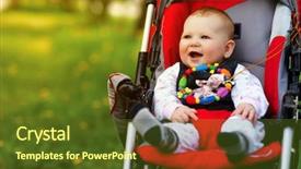  Presentation with baby sitting - Slide set featuring babies good - baby in sitting stroller background and a tawny brown colored foreground