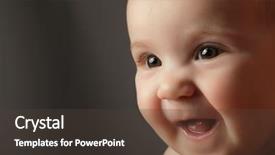  Presentation with happy baby - Presentation theme having babies good - happy baby face close up background and a tawny brown colored foreground