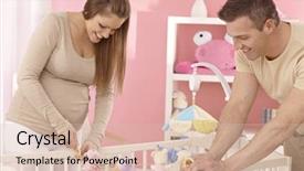  Presentation with pregnant mother - Audience pleasing slides consisting of babies good - pregnant mother and husband preparing backdrop and a lemonade colored foreground