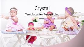  Presentation with babies - Audience pleasing slides consisting of babies group having tea party backdrop and a pink colored foreground
