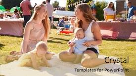  Presentation with mothers - PPT theme with rug at summer garden fete background and a yellow colored foreground