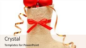  Presentation with gifts - Beautiful slides featuring new year s baby - children's boot with gifts backdrop and a  colored foreground